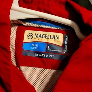 Magellan button down shirt, red, large